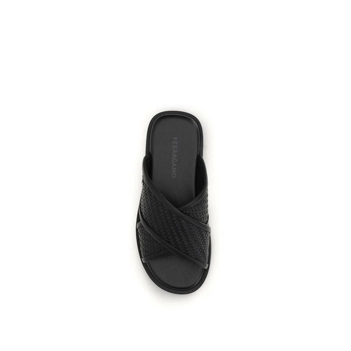 Ferragamo Sample Sale Ferragamo Black Calf Leather Bos Taurus Sandals - | Designer outlet