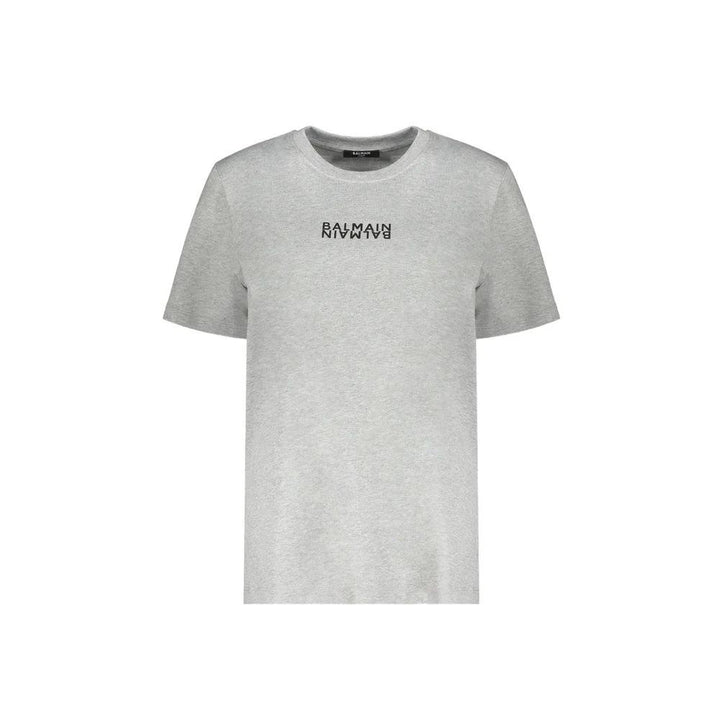 Balmain Gray Cotton T-Shirt
