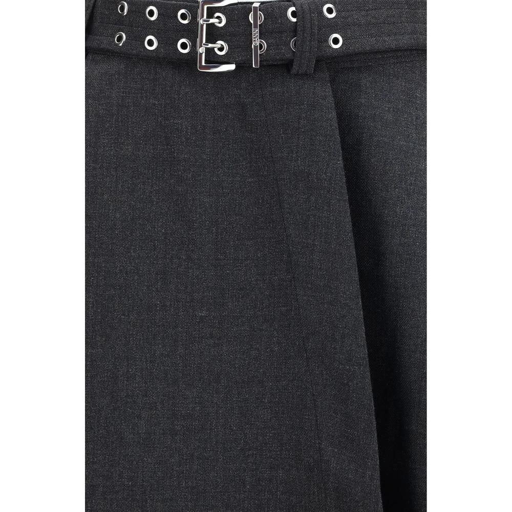 Ganni Gray Recycled Polyester Long Skirt