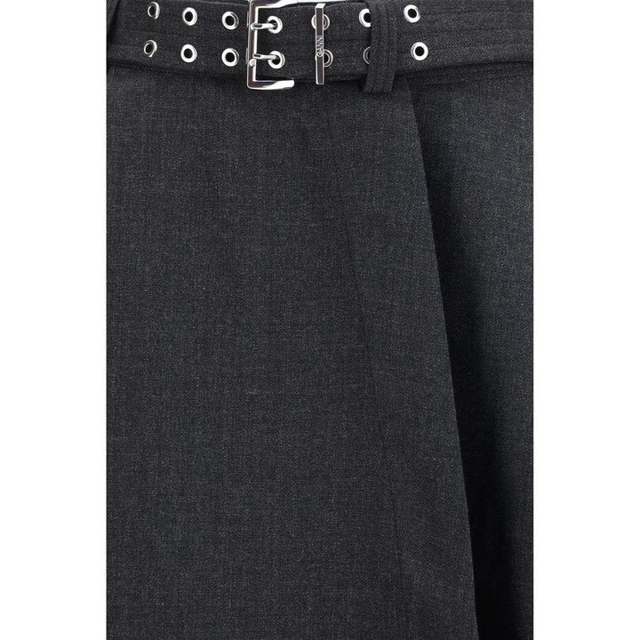Ganni Gray Recycled Polyester Long Skirt