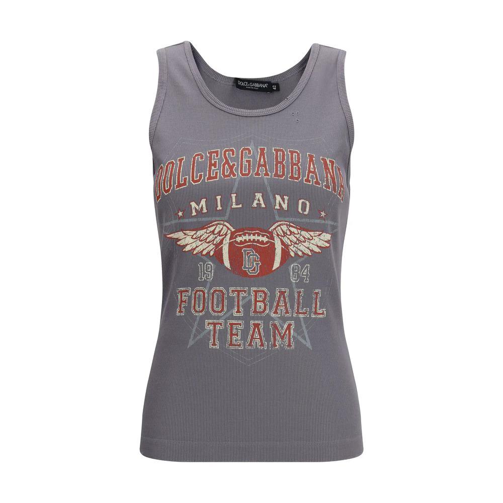 Dolce &amp; Gabbana Gray Cotton Tank Tops