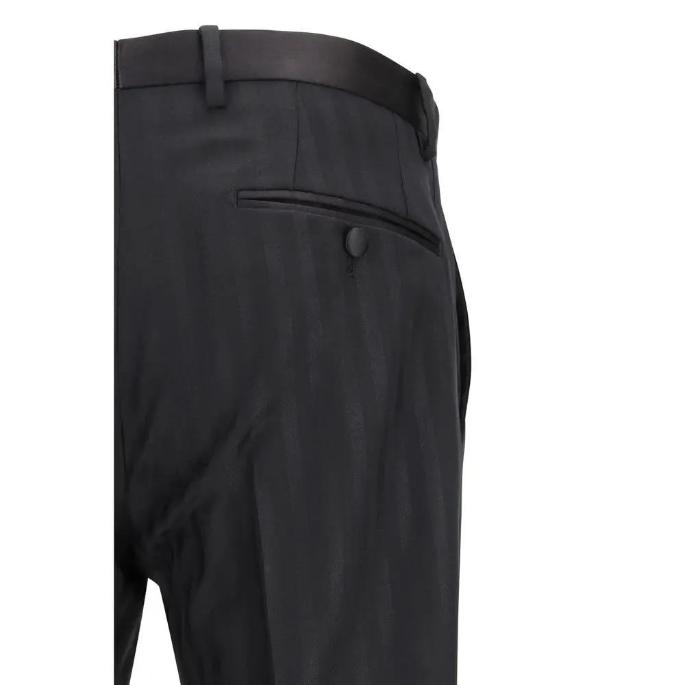 Dolce &amp; Gabbana Black Wool Oves Aries Dress Pants