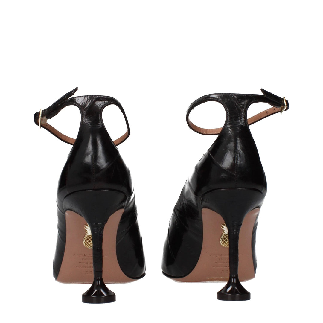 Aquazzura Brown Leather High Heel Pumps