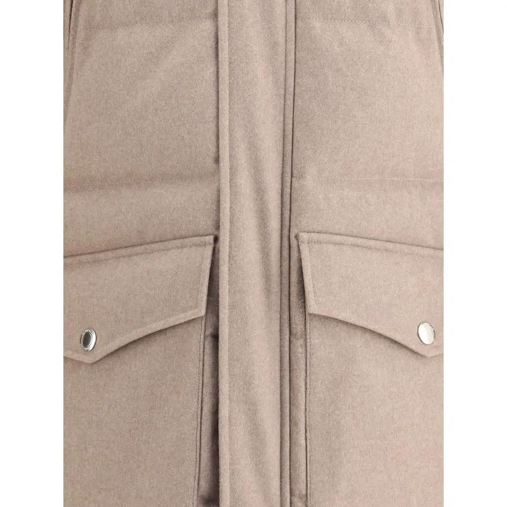 Brunello Cucinelli Beige Cashmere Full-Length Jacket