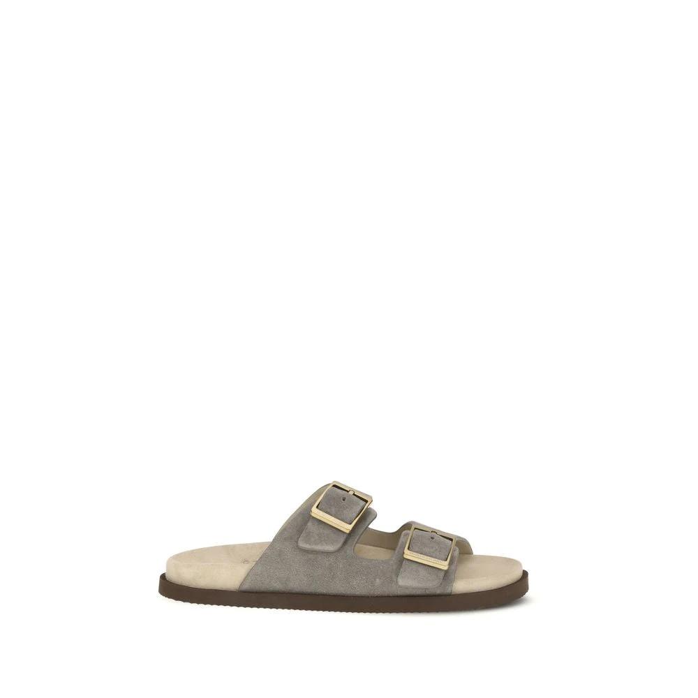Brunello Cucinelli Sample Sale Brunello Cucinelli Gray Calf Leather Bos Taurus Sandals - | Designer outlet