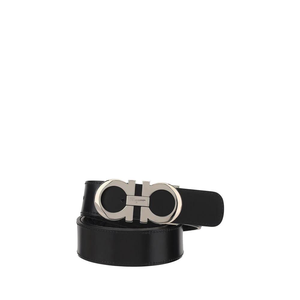 Ferragamo Black Calf Leather Bos Taurus Regular Belt