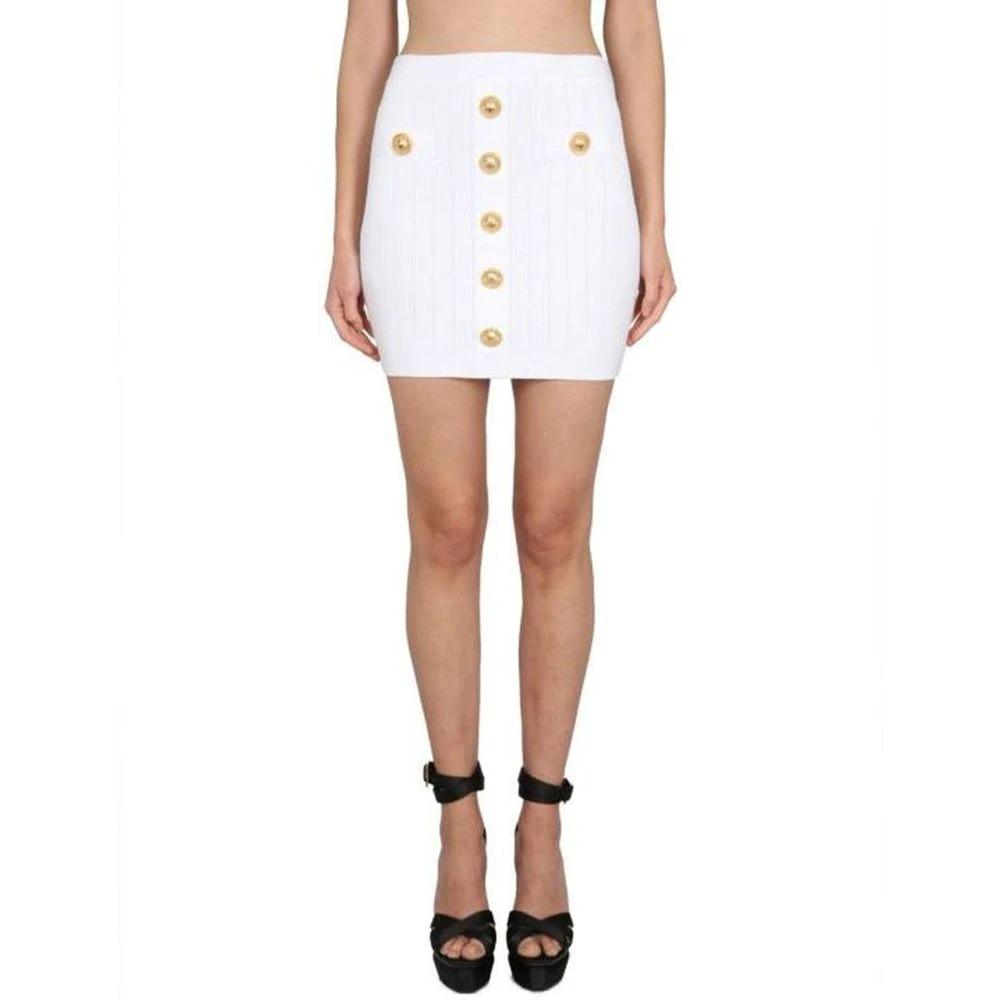 Balmain Sample Sale Balmain White Polyester Mini Skirt - | Designer outlet