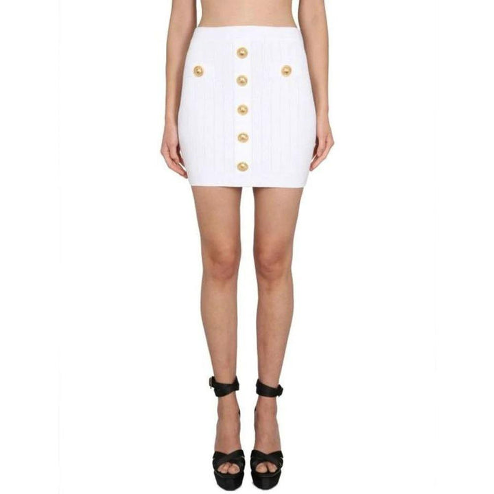 Balmain Sample Sale Balmain White Polyester Mini Skirt - | Designer outlet