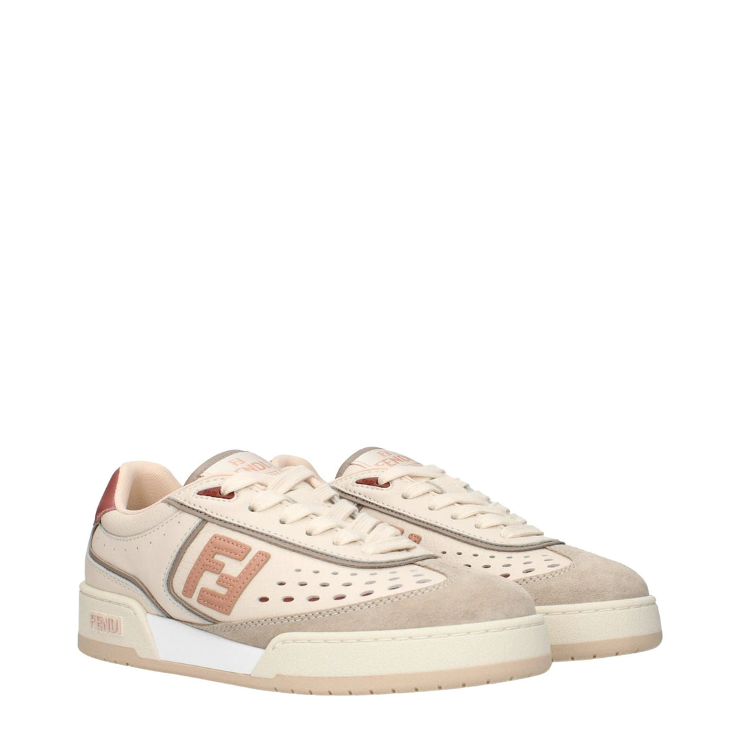 Fendi Sample Sale Fendi Beige Leather Low Top Sneakers - | Designer outlet