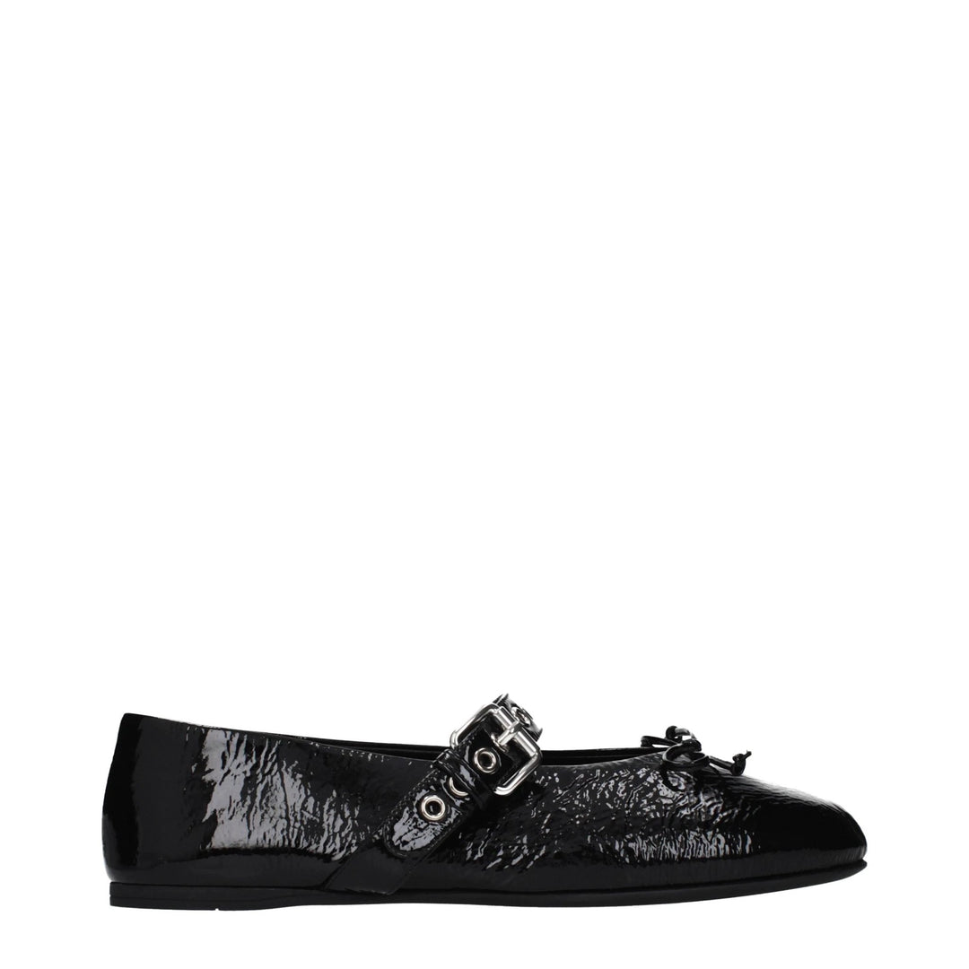 Miu Miu Sample Sale Miu Miu Black Leather Ballet Flats - | Designer outlet