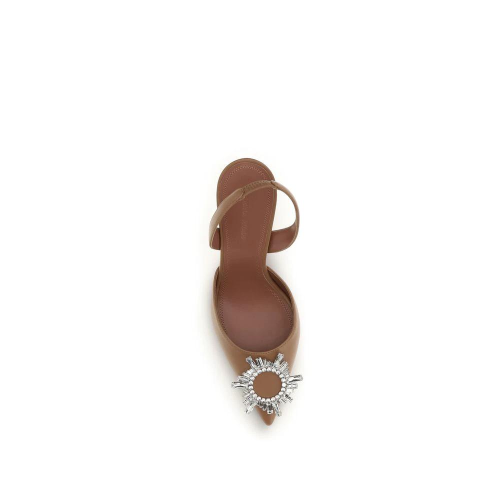 Amina Muaddi Brown Calf Leather Bos Taurus High Heel Pumps