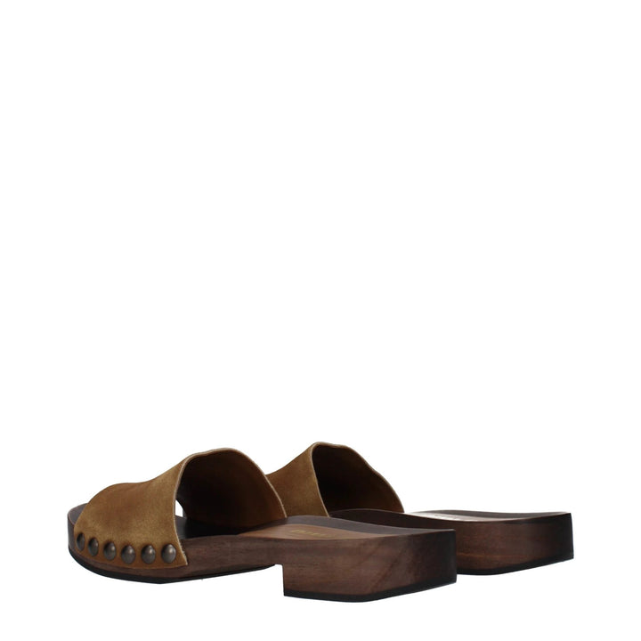Miu Miu Brown Leather Slippers