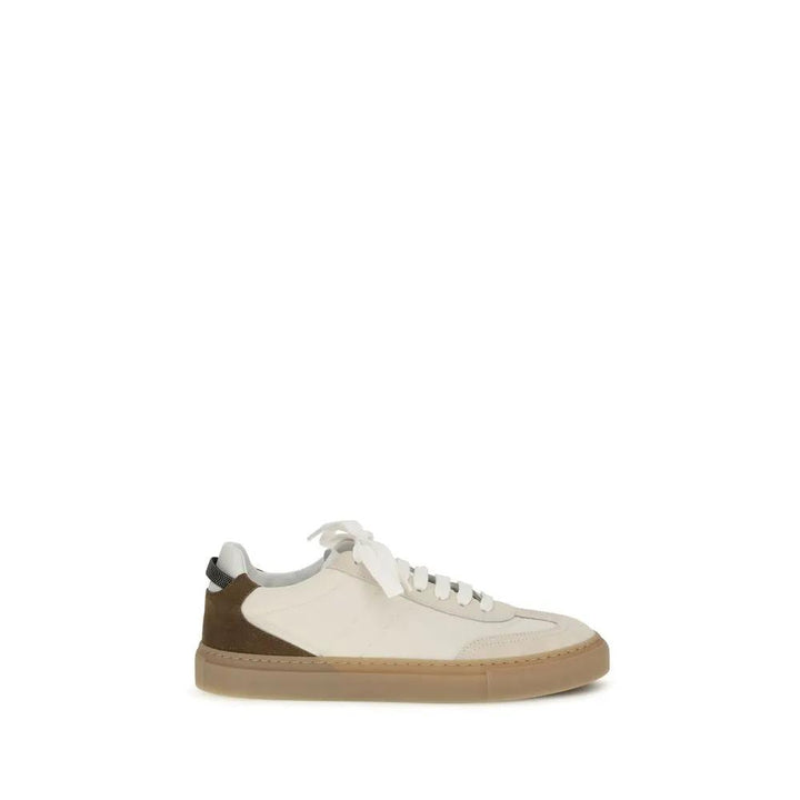 Brunello Cucinelli Sample Sale | Brunello Cucinelli Beige Calf Leather Bos Taurus Low Top Sneakers - | Designer outlet