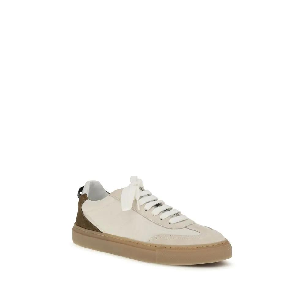 Brunello Cucinelli Sample Sale | Brunello Cucinelli Beige Calf Leather Bos Taurus Low Top Sneakers - | Designer outlet