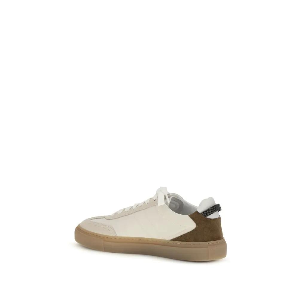 Brunello Cucinelli Sample Sale | Brunello Cucinelli Beige Calf Leather Bos Taurus Low Top Sneakers - | Designer outlet