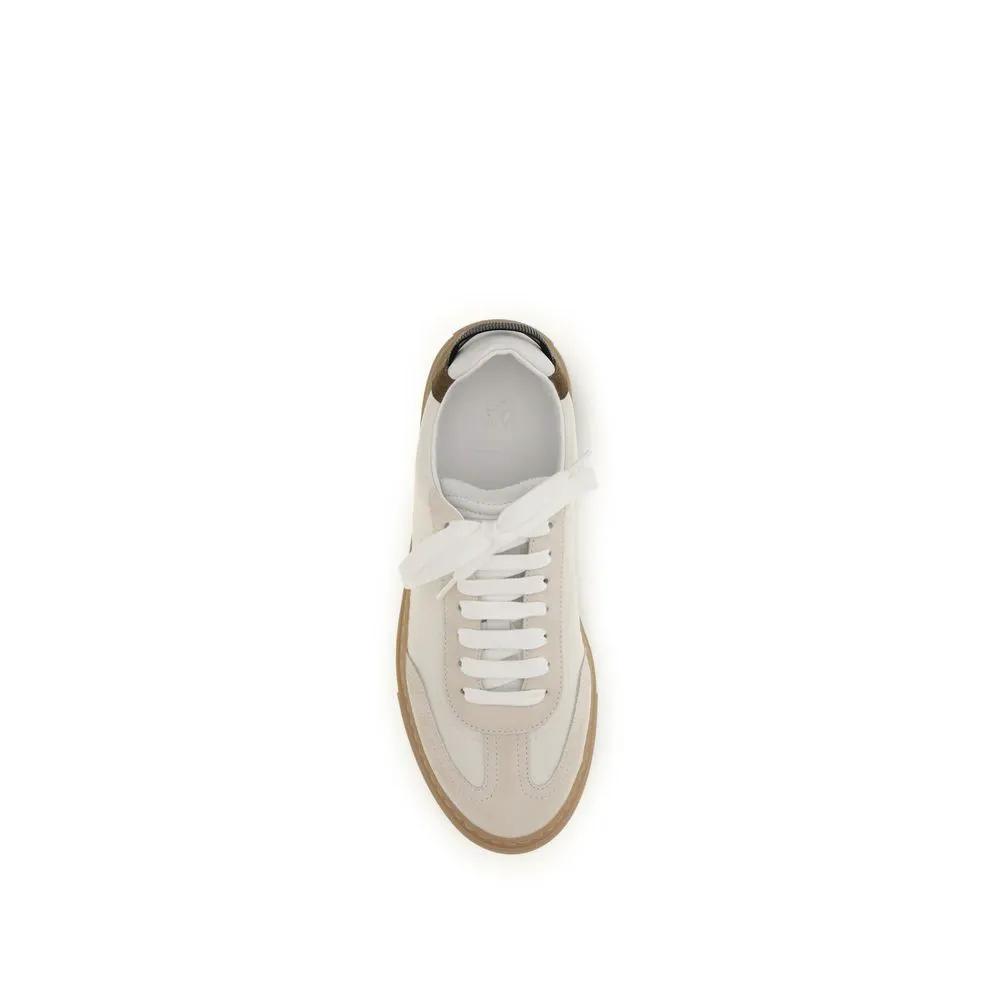 Brunello Cucinelli Sample Sale | Brunello Cucinelli Beige Calf Leather Bos Taurus Low Top Sneakers - | Designer outlet