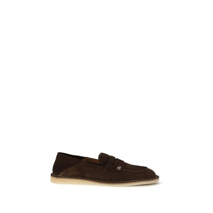 Dolce &amp; Gabbana Brown Calf Leather Bos Taurus Slip-On Loafers