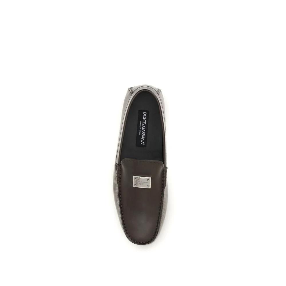 Dolce & Gabbana Black Calf Leather Bos Taurus Slip-On Loafers