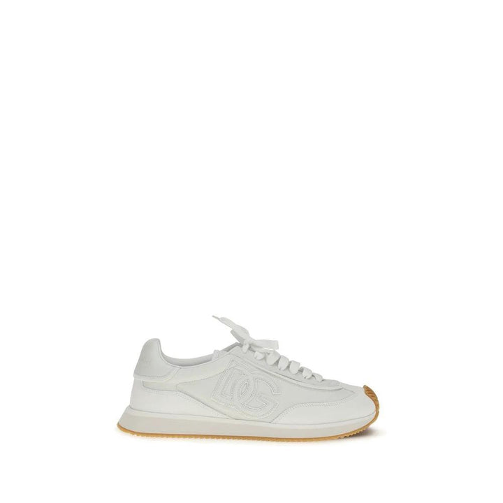 Dolce &amp; Gabbana White Calf Leather Bos Taurus Athletic Sneakers