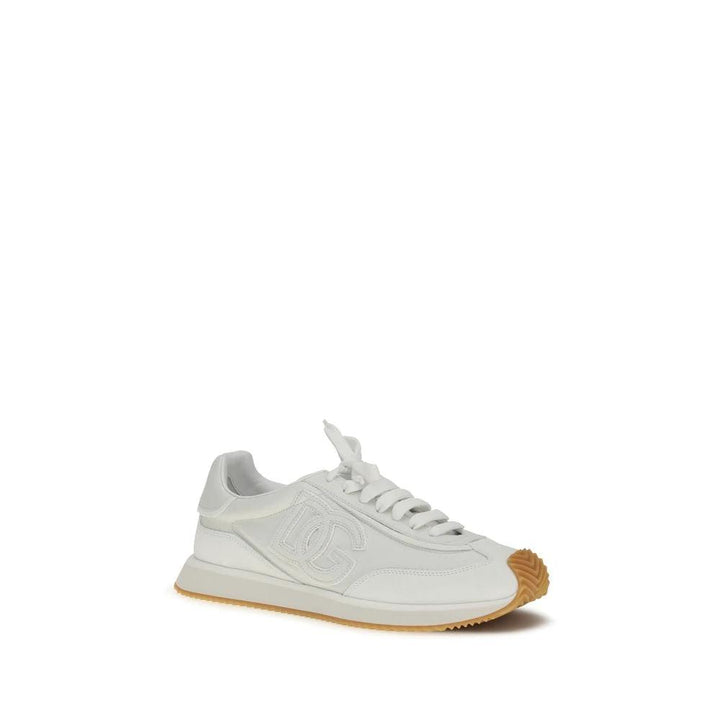 Dolce &amp; Gabbana White Calf Leather Bos Taurus Athletic Sneakers