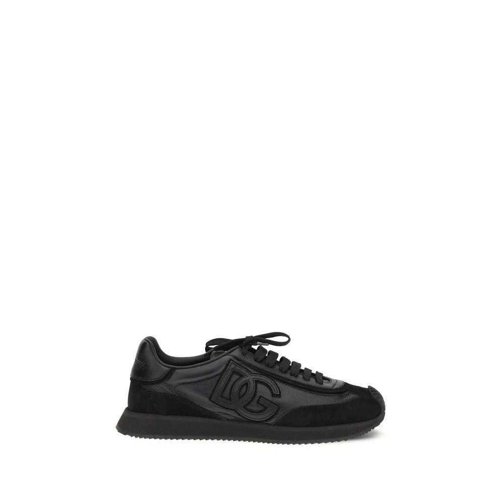 Dolce &amp; Gabbana Black Calf Leather Bos Taurus Athletic Sneakers