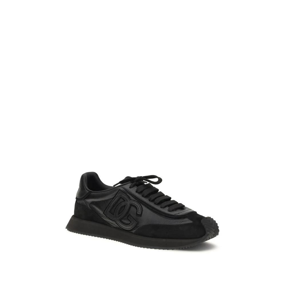 Dolce &amp; Gabbana Black Calf Leather Bos Taurus Athletic Sneakers