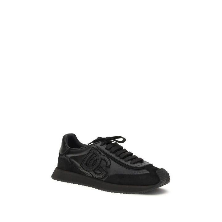 Dolce &amp; Gabbana Black Calf Leather Bos Taurus Athletic Sneakers