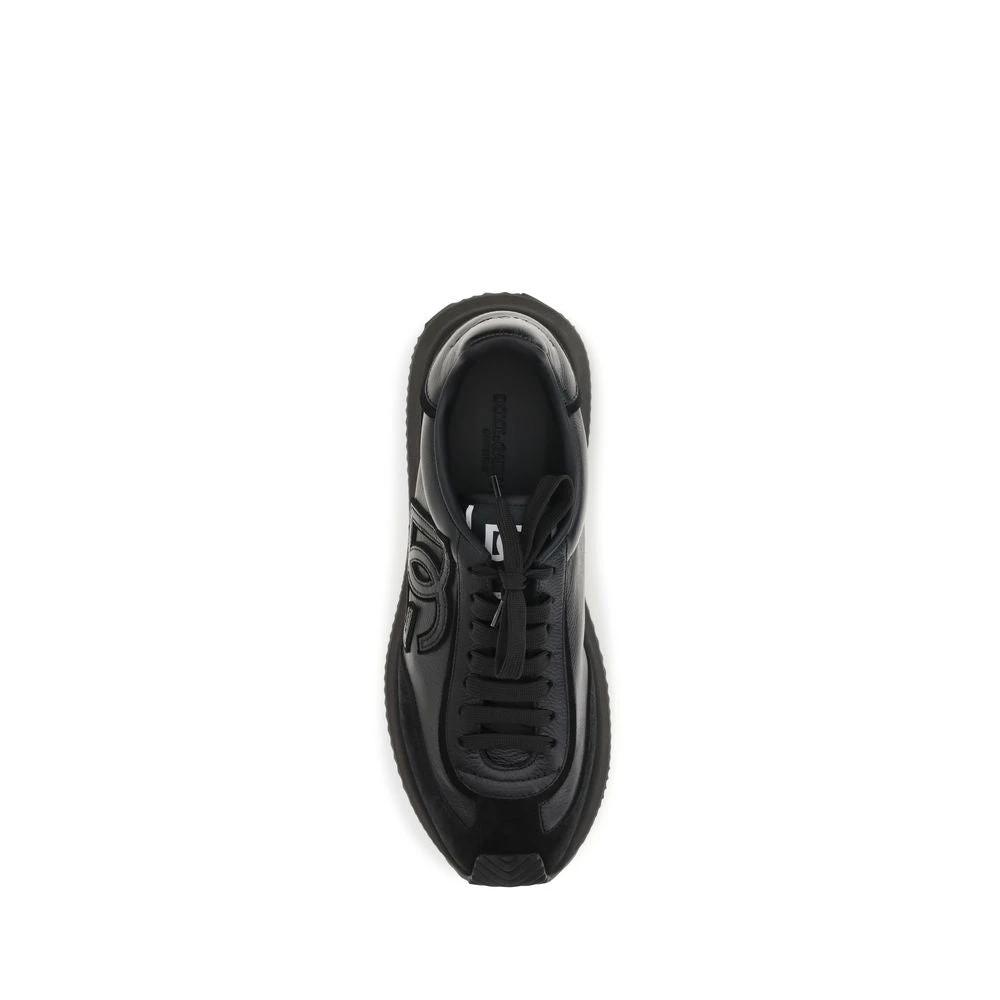 Dolce &amp; Gabbana Black Calf Leather Bos Taurus Athletic Sneakers