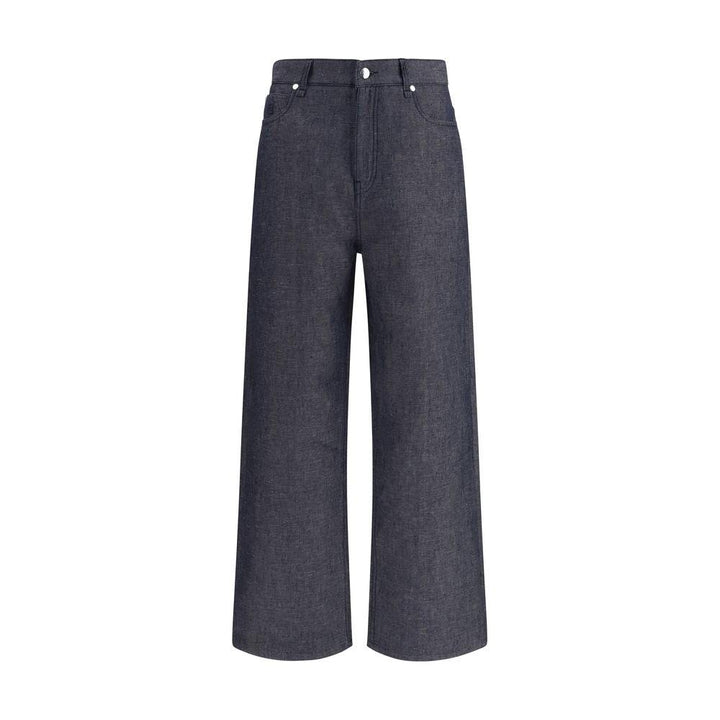Fendi Blue Linen Relaxed Fit Jeans