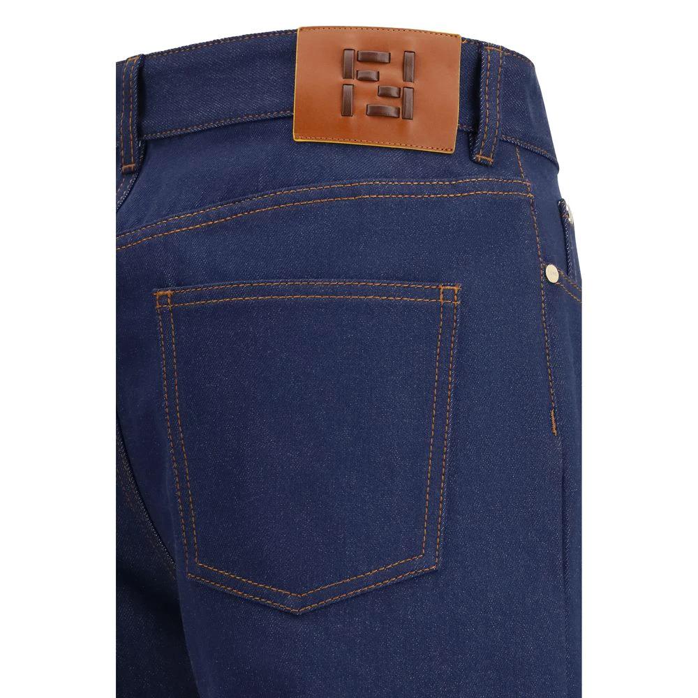 Fendi Blue Cotton Straight-Leg Jeans