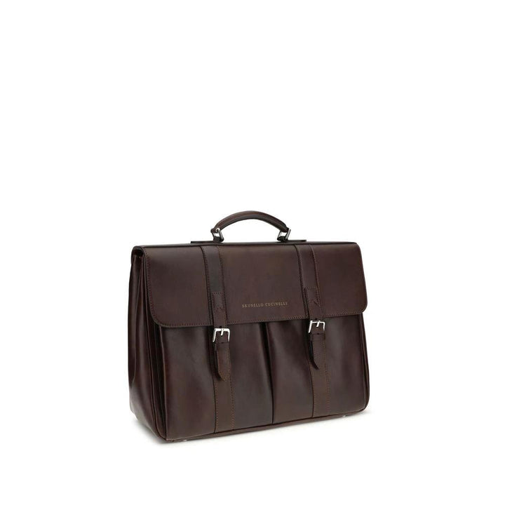 Brunello Cucinelli Bordeaux Calf Leather Bos Taurus Luggage And Travel