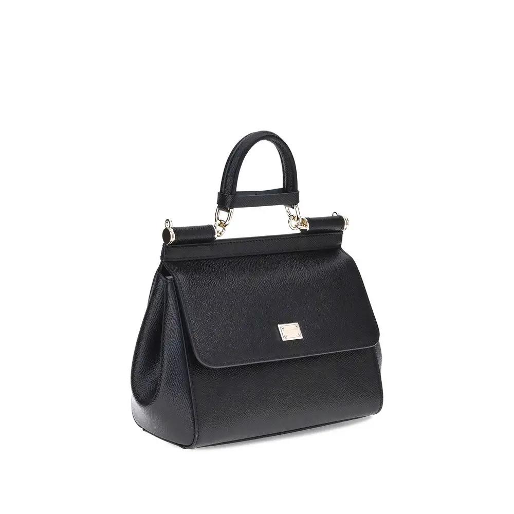 Dolce &amp; Gabbana Sample Sale | Dolce &amp; Gabbana Black Calf Leather Bos Taurus Shoulder Bag - | Designer outlet