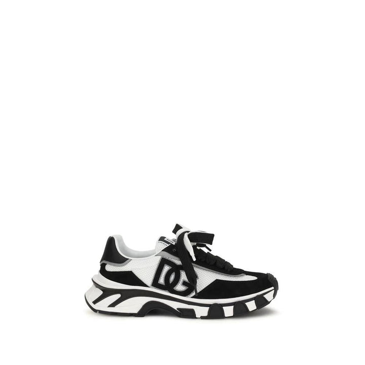 Dolce &amp; Gabbana Black Calf Leather Bos Taurus Athletic Sneakers