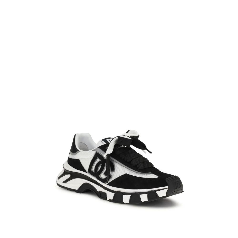Dolce &amp; Gabbana Black Calf Leather Bos Taurus Athletic Sneakers