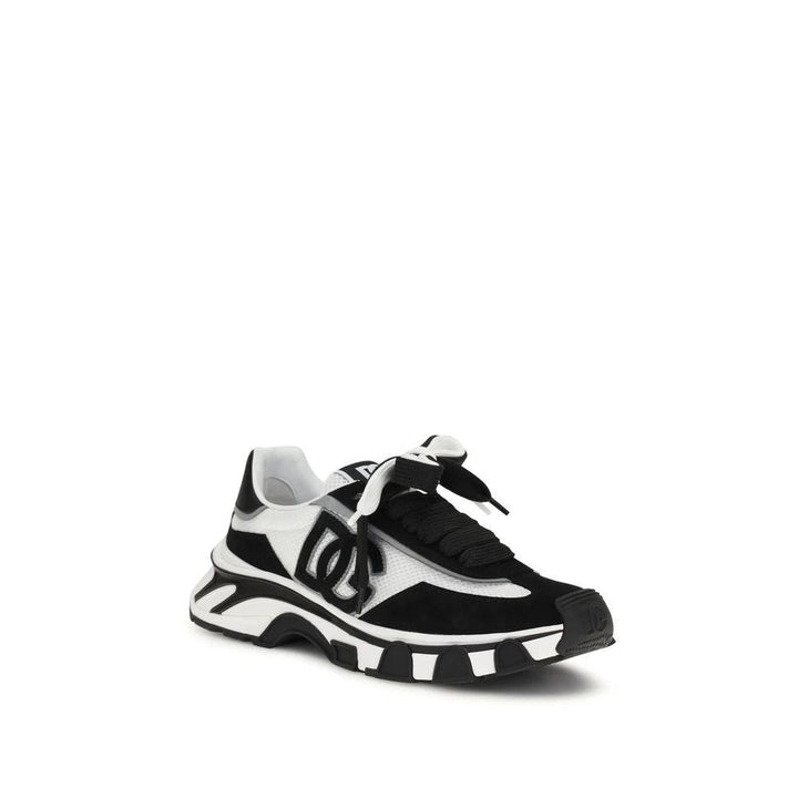 Dolce &amp; Gabbana Black Calf Leather Bos Taurus Athletic Sneakers