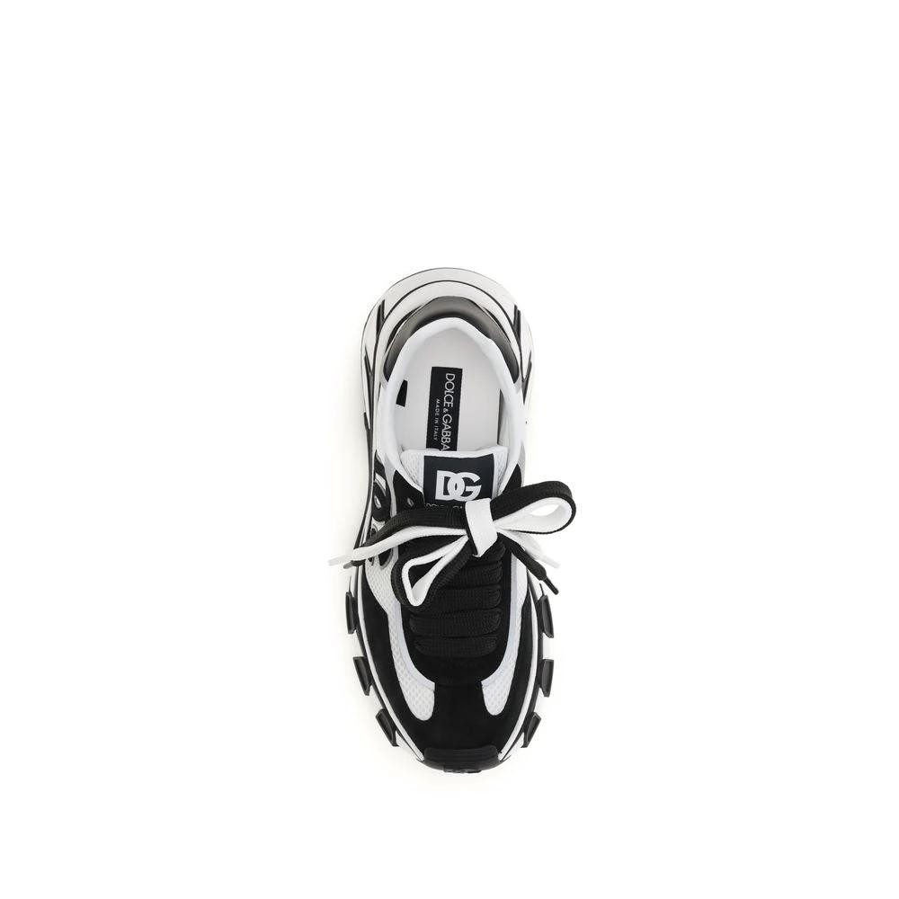 Dolce &amp; Gabbana Black Calf Leather Bos Taurus Athletic Sneakers