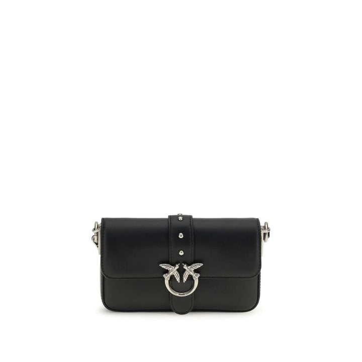 PINKO Black Calf Leather Bos Taurus Shoulder Bag