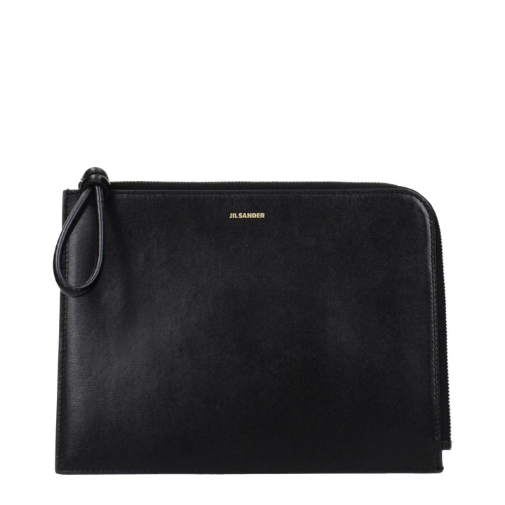 Jil Sander Black Leather Clutch Bag