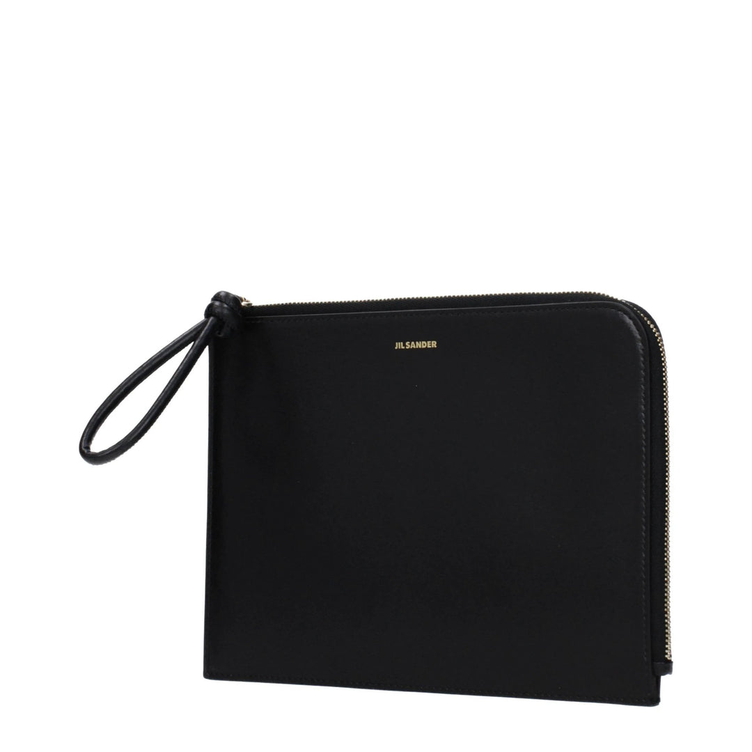 Jil Sander Black Leather Clutch Bag