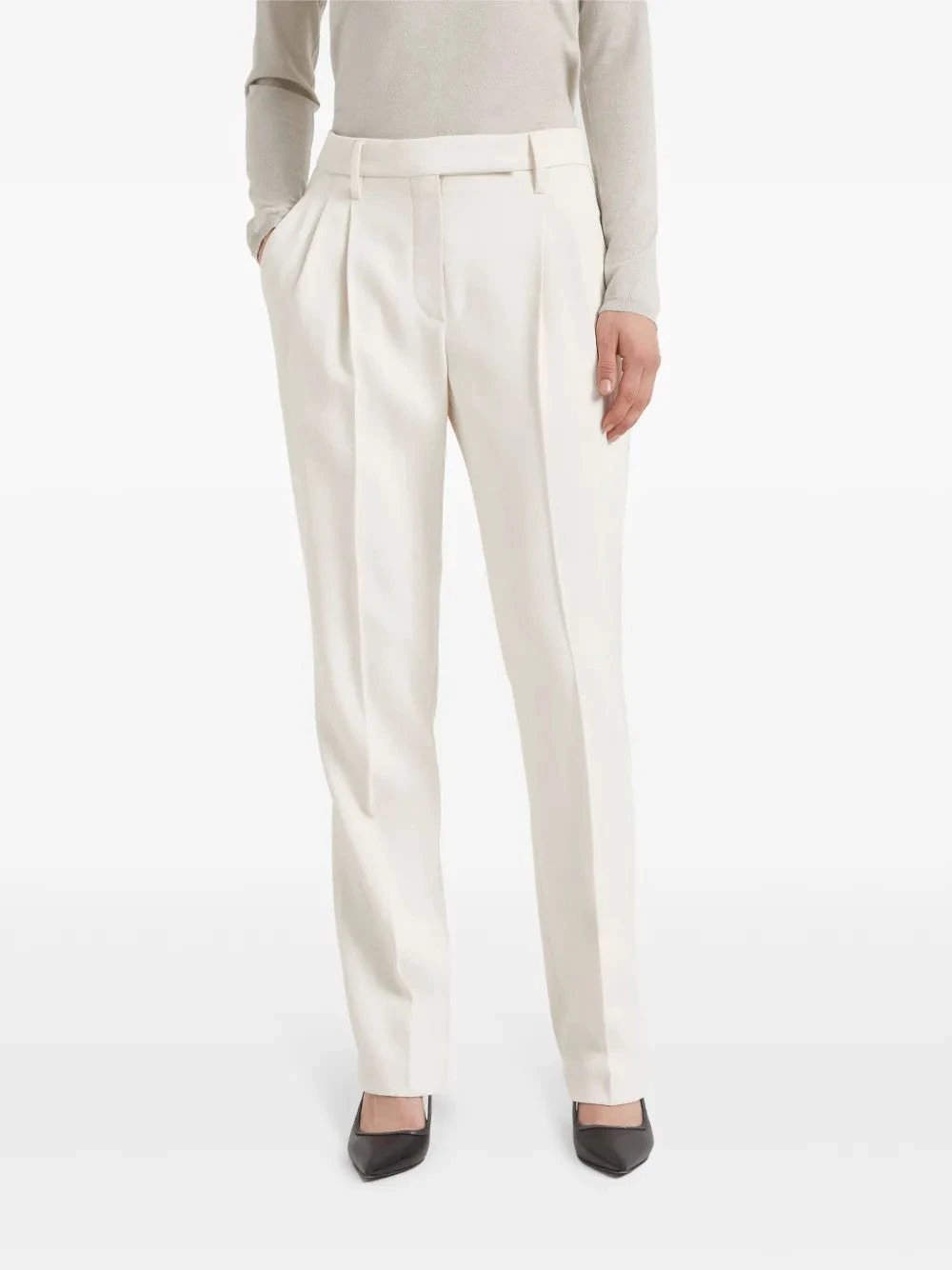 Brunello Cucinelli Beige Viscose Dress Pants