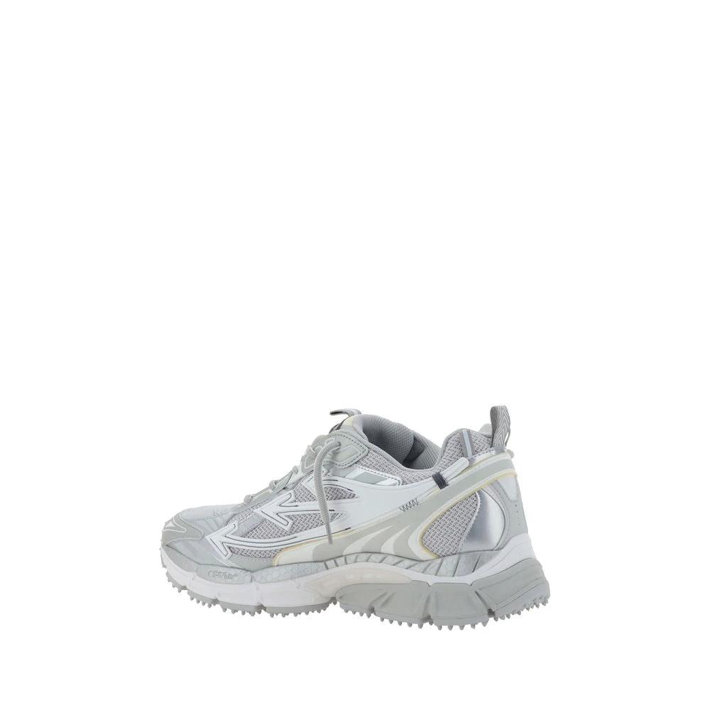 Off-White Gray Polyester Athletic Sneakers