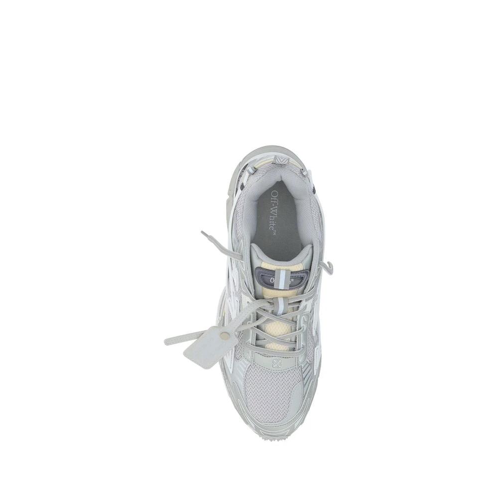 Off-White Gray Polyester Athletic Sneakers