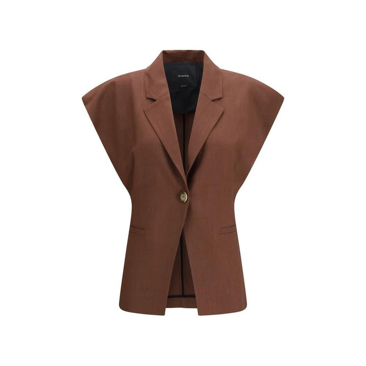 PINKO Brown Viscose Sleveless Jacket