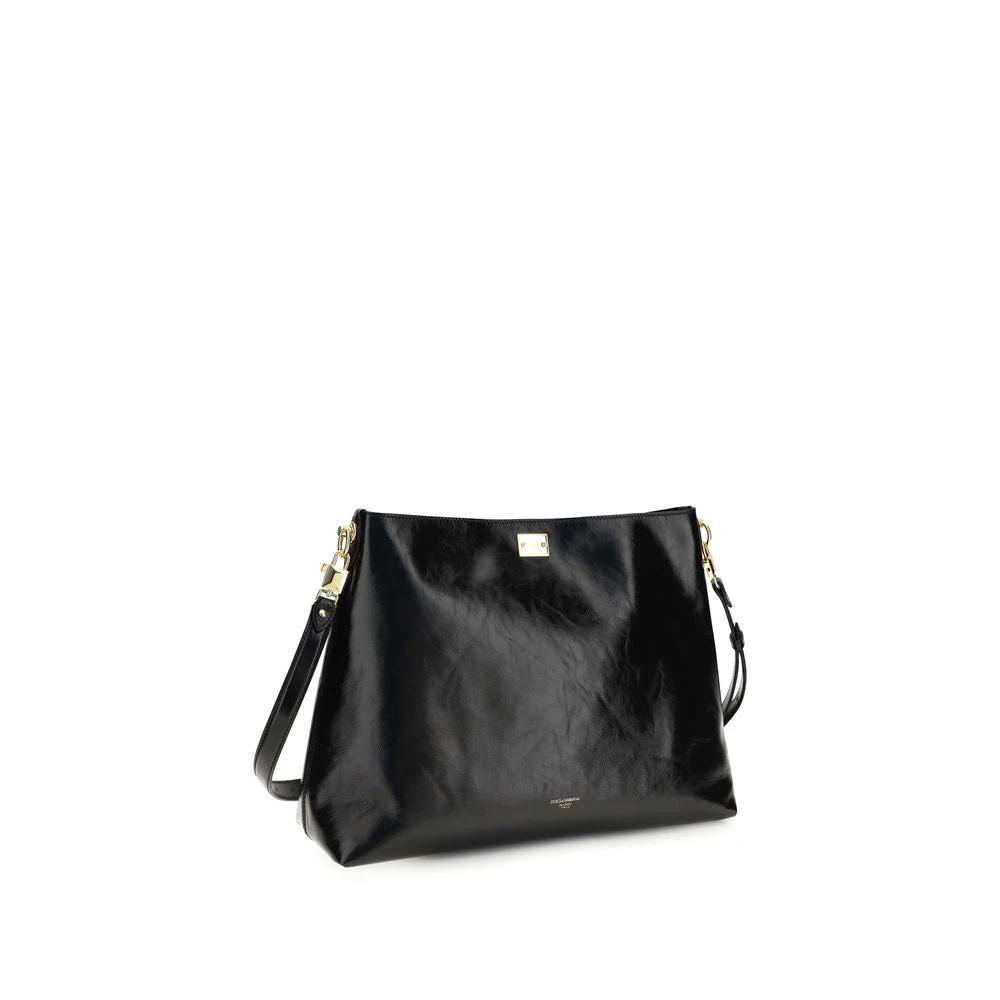 Dolce &amp; Gabbana Black Calf Leather Bos Taurus Shoulder Bag