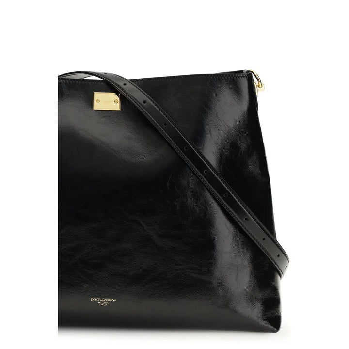 Dolce &amp; Gabbana Black Calf Leather Bos Taurus Shoulder Bag