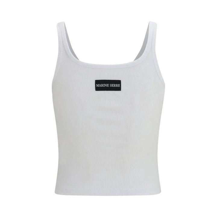 Marine Serre White Cotton Sleeveles T-Shirt