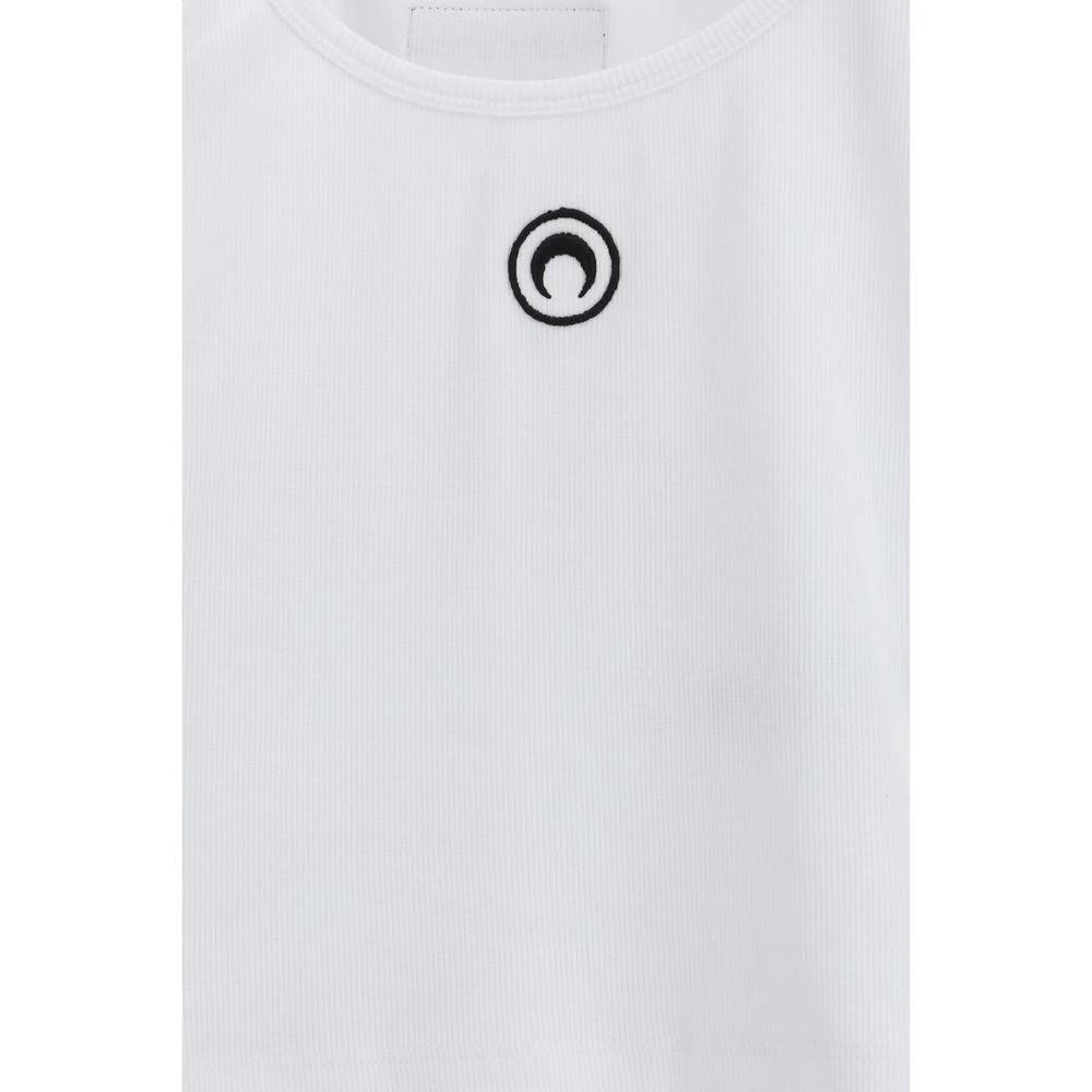 Marine Serre White Cotton Sleeveles T-Shirt