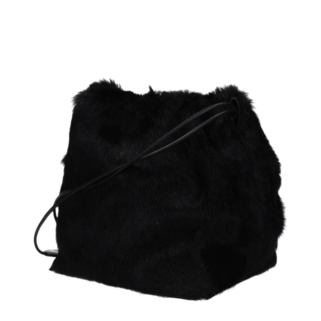 Jil Sander Black Fur Shoulder Bag