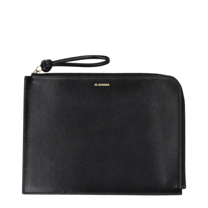 Jil Sander Black Leather Clutch Bag