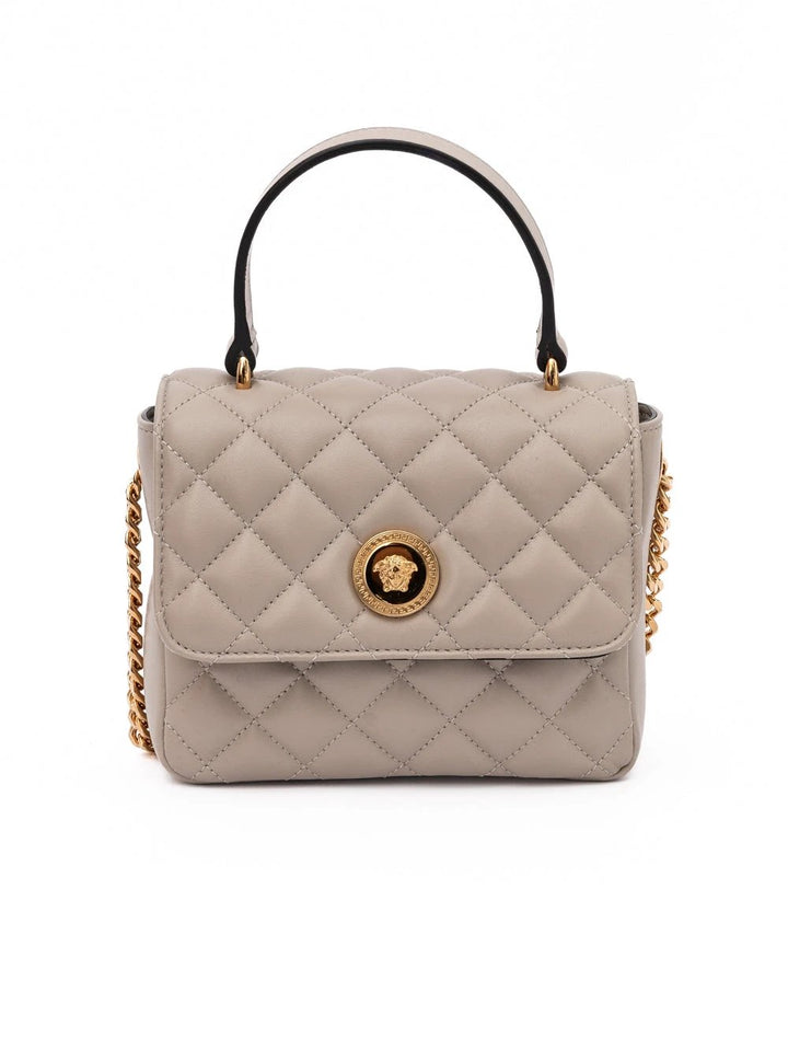 Versace Taupe Quilted Leather Handbag